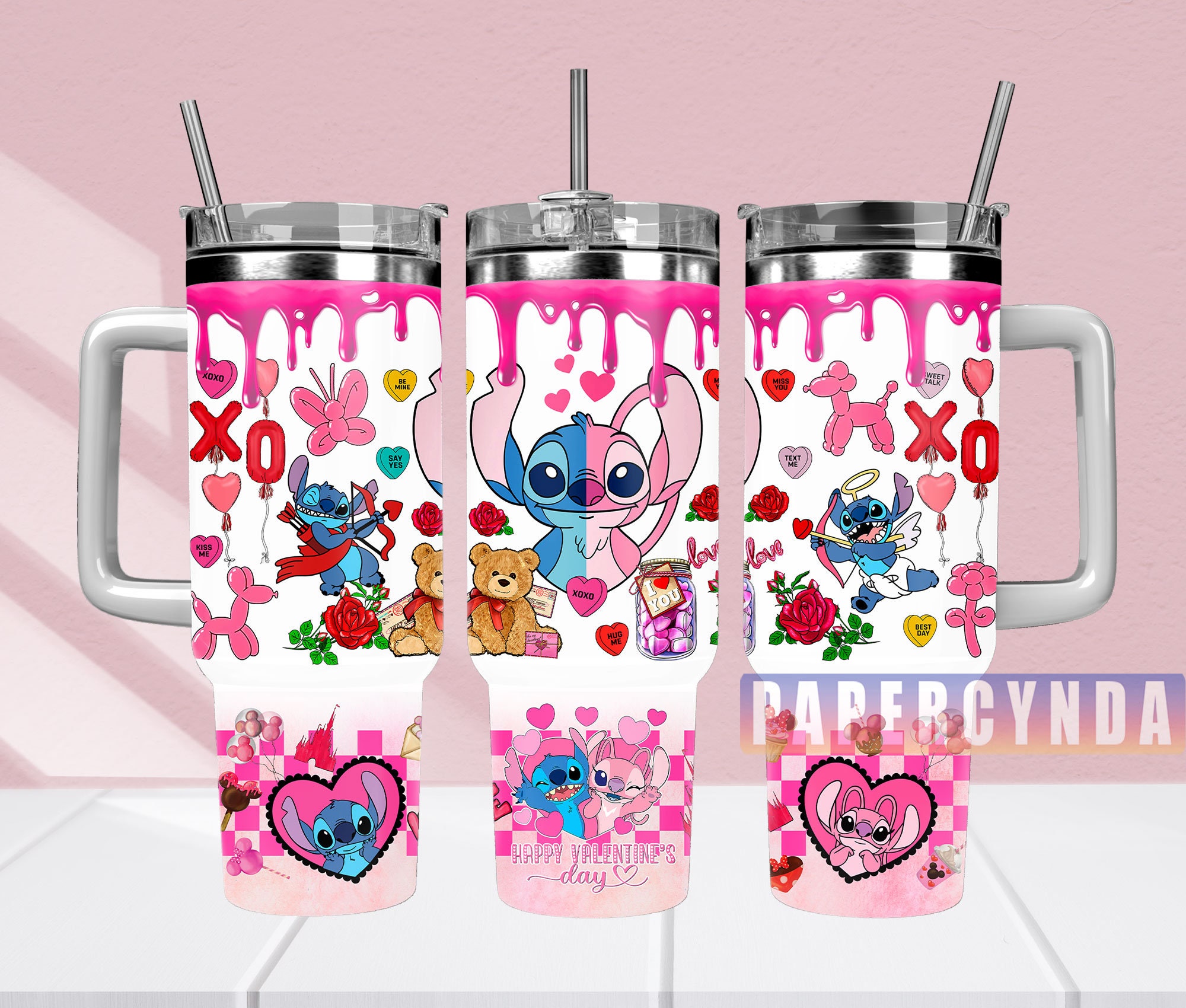 Cute Valentine's Day Themed Tumbler with Straw - Perfect Gift for Loved Ones