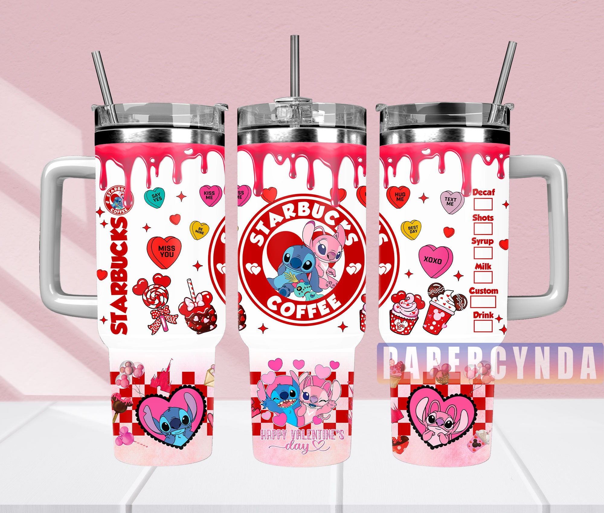 Cute Valentine's Day Tumbler with Straw - Perfect Gift for Coffee Lovers