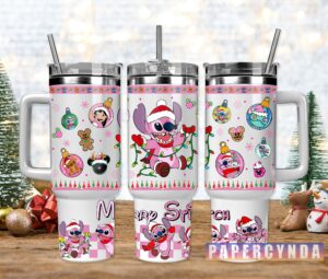 Festive Stitch Christmas Travel Mug with Straw - Holiday Cheer in Every Sip!