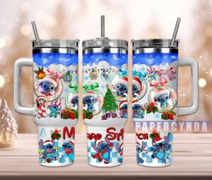 Festive Stitch Christmas Tumbler - Double Wall Insulated Mug with Straw