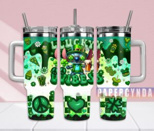 St. Patrick's Day Lucky Vibes Tumbler with Straw - Fun & Festive Design