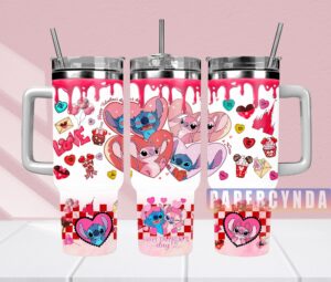 Cute Valentine's Day Tumbler with Straw - Adorable Love-Themed Design