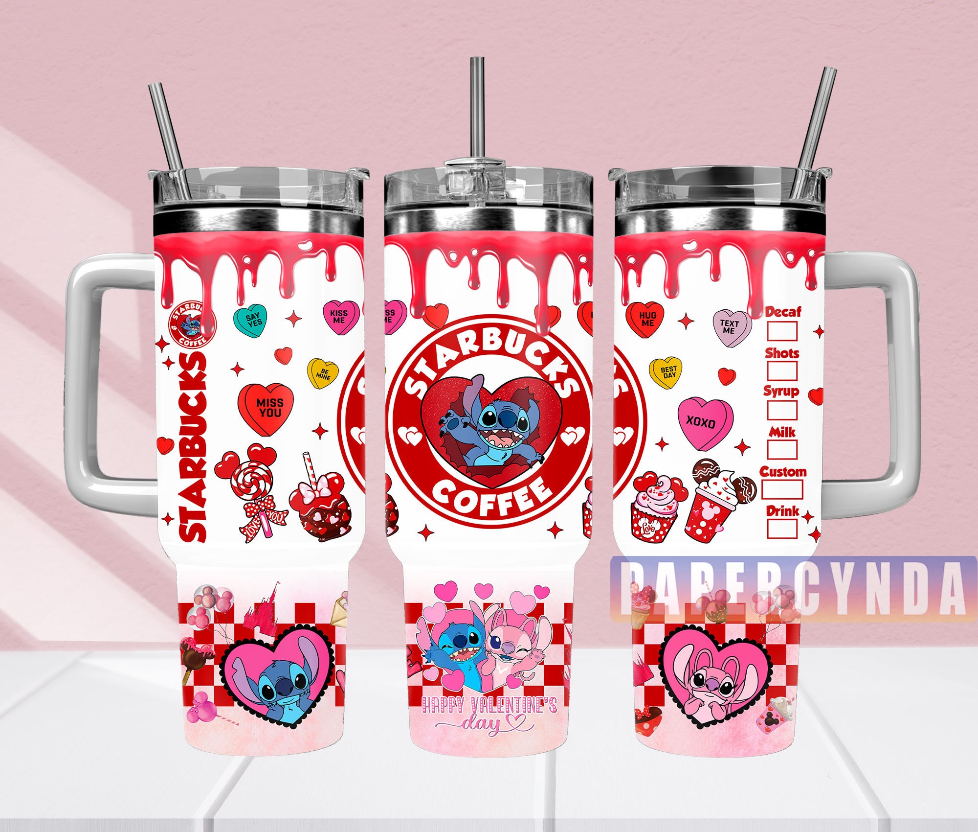 Cute Valentine's Day Tumbler - Heart & Character Design for Coffee Lovers