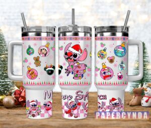 Festive Cartoon Character Holiday Travel Mug with Straw - Perfect Christmas Gift!