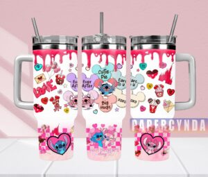 Valentine's Day Cute Cartoon Love Tumbler with Straw - Perfect Gift for Sweethearts