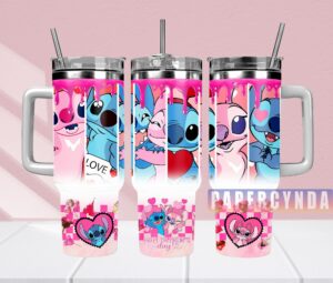 Cute Valentine's Day Cartoon Tumbler with Straw - Love Design