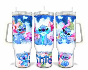Vibrant Stitch Design Tumbler - Insulated Mug with Handle, Perfect for Travel