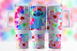 Vibrant Floral Tumbler with Cute Cartoon Design - Perfect Gift & Travel Buddy