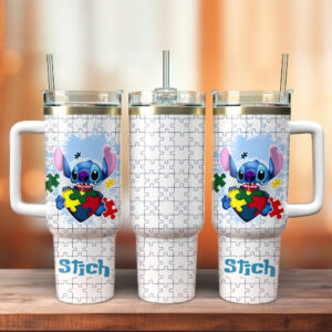 Cute Character Puzzle Design Tumbler with Handle - Perfect for Travel