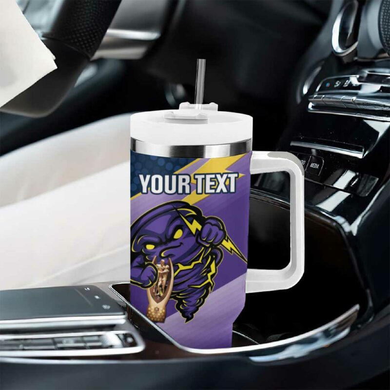 Storm Rugby 2024 Mascot With Trophy Go Champions Aboriginal Art Custom Stanley Quencher 40oz Stainless Steel Tumbler With Handle - Threewoofs - Image 8