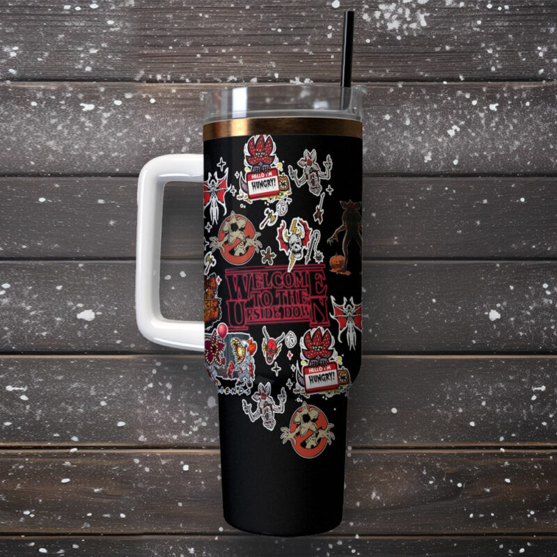 Stranger Things Movies Custom Stanley Quencher 40oz Stainless Steel Tumbler With Handle - Threewoofs - Image 2