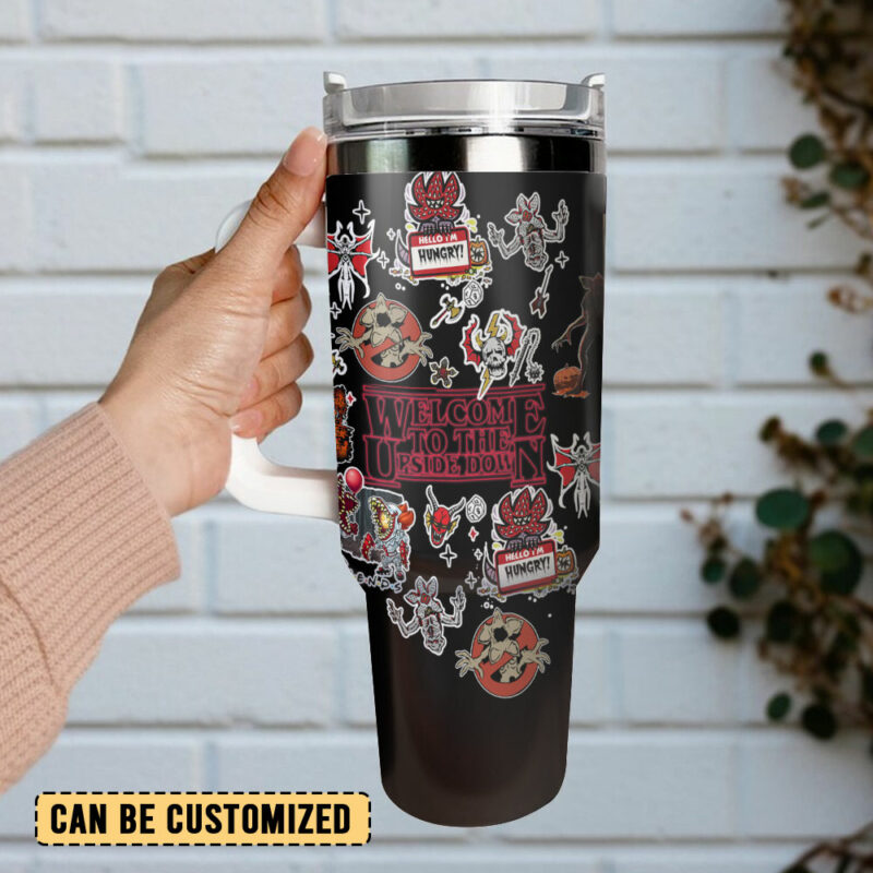 Stranger Things Movies Custom Stanley Quencher 40oz Stainless Steel Tumbler With Handle - Threewoofs - Image 3