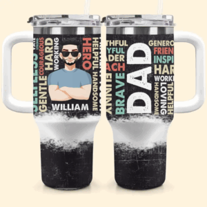 Strong Dad Custom Stanley Quencher 40oz Stainless Steel Tumbler With Handle - Threewoofs