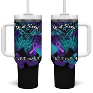 Suicide Awareness Your Story Is Not Over Yet Polynesian Butterfly Tattoo Custom Stanley Quencher 40oz Stainless Steel Tumbler With Handle - Threewoofs