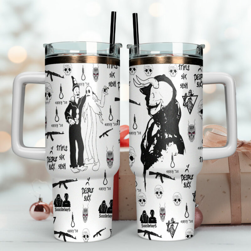 Suicideboys Music Custom Stanley Quencher 40oz Stainless Steel Tumbler With Handle - Threewoofs - Image 4