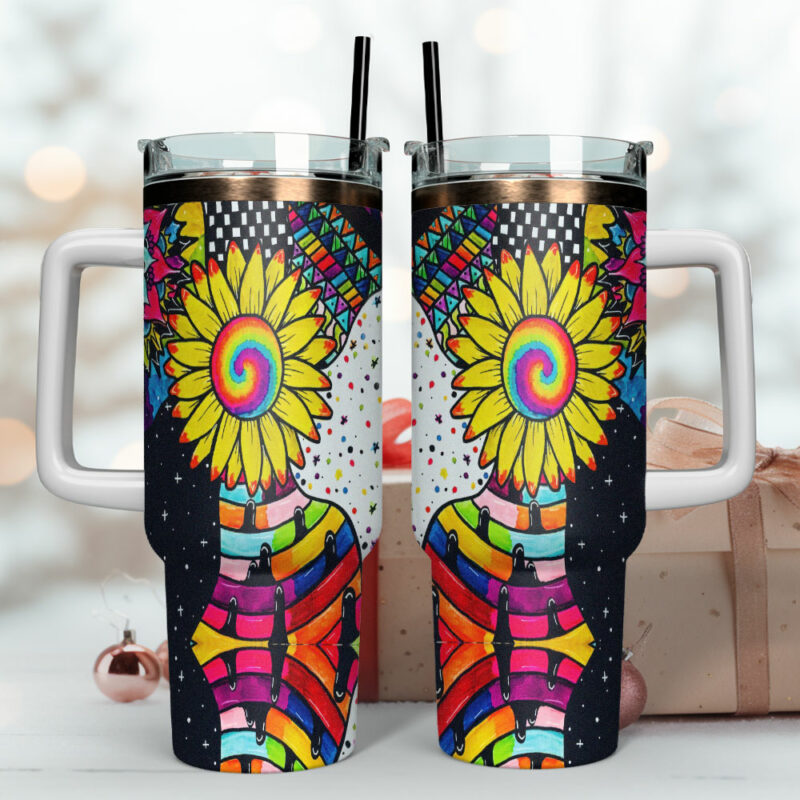 Sunflower Art Custom Stanley Quencher 40oz Stainless Steel Tumbler With Handle - Threewoofs - Image 4