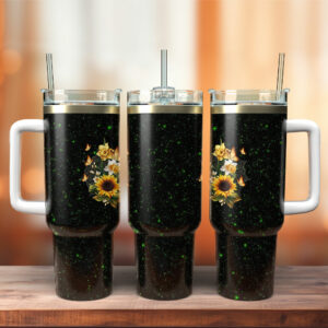 Sunflower Custom Stanley Quencher 40oz Stainless Steel Tumbler With Handle - Threewoofs
