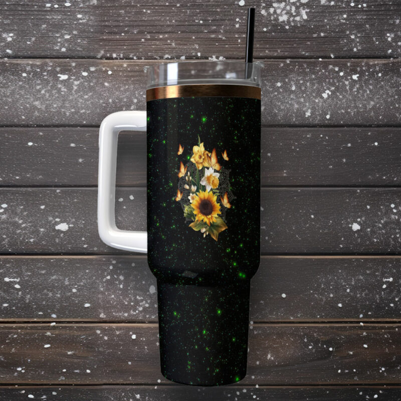 Sunflower Custom Stanley Quencher 40oz Stainless Steel Tumbler With Handle - Threewoofs - Image 2