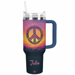 Sunset Peace Custom Stanley Quencher 40oz Stainless Steel Tumbler With Handle - Threewoofs