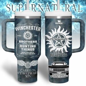 Supernatural TV Series Custom Stanley Quencher 40oz Stainless Steel Tumbler With Handle - Threewoofs