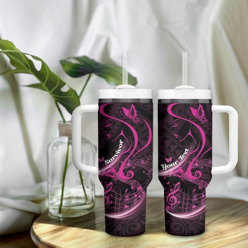 Survivor Melody Pink Breast Cancer Polynesian Custom Stanley Quencher 40oz Stainless Steel Tumbler With Handle - Threewoofs - Image 9