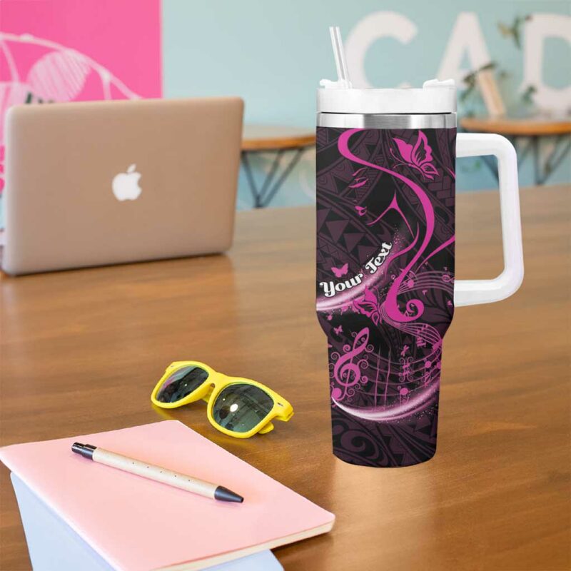 Survivor Melody Pink Breast Cancer Polynesian Custom Stanley Quencher 40oz Stainless Steel Tumbler With Handle - Threewoofs - Image 5