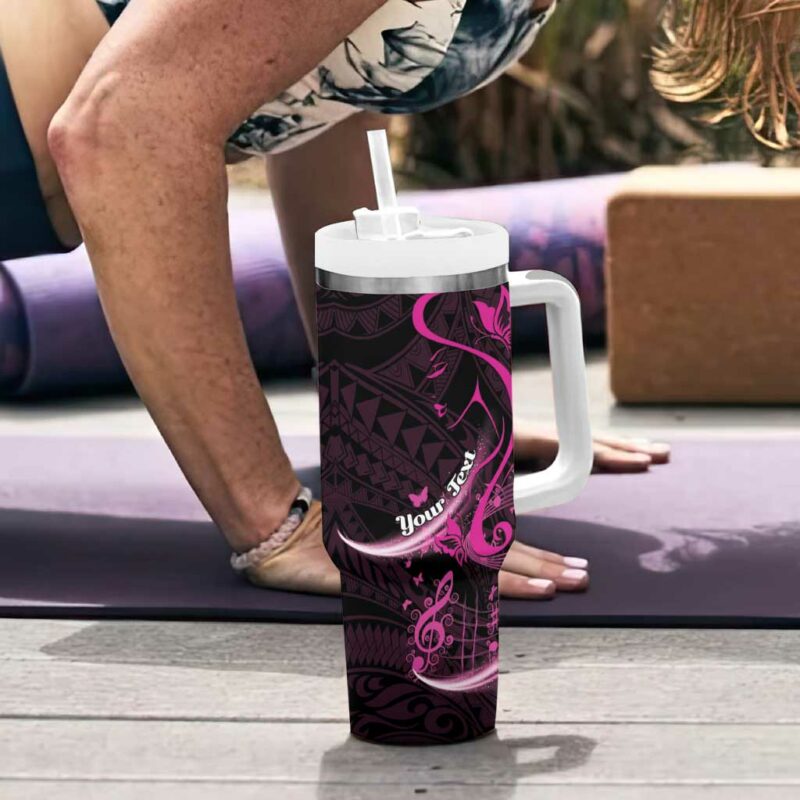 Survivor Melody Pink Breast Cancer Polynesian Custom Stanley Quencher 40oz Stainless Steel Tumbler With Handle - Threewoofs - Image 6