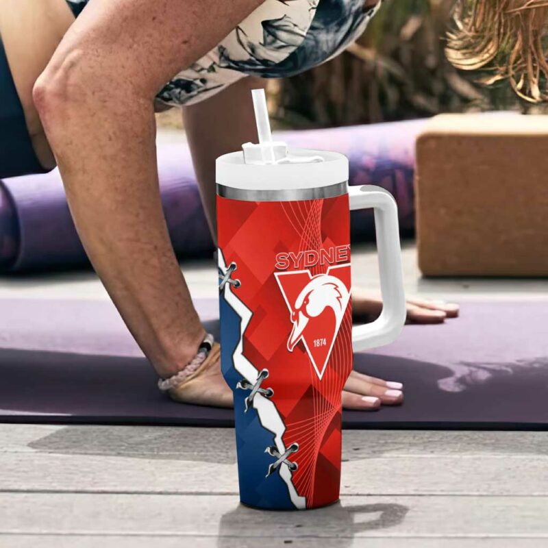 Swans And Cats Football 2024 Together Dynamic Version Custom Stanley Quencher 40oz Stainless Steel Tumbler With Handle - Threewoofs - Image 6