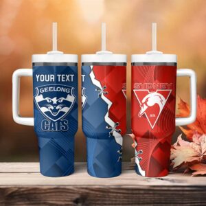 Swans And Cats Football 2024 Together Dynamic Version Custom Stanley Quencher 40oz Stainless Steel Tumbler With Handle - Threewoofs