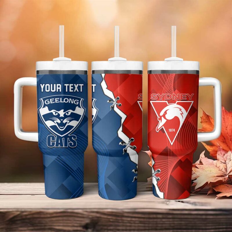Swans And Cats Football 2024 Together Dynamic Version Custom Stanley Quencher 40oz Stainless Steel Tumbler With Handle - Threewoofs