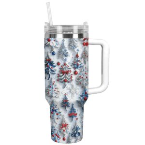 Sweet Christmas Trees Custom Stanley Quencher 40oz Stainless Steel Tumbler With Handle - Threewoofs