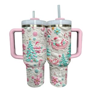 Sweet Santa Christmas Custom Stanley Quencher 40oz Stainless Steel Tumbler With Handle - Threewoofs