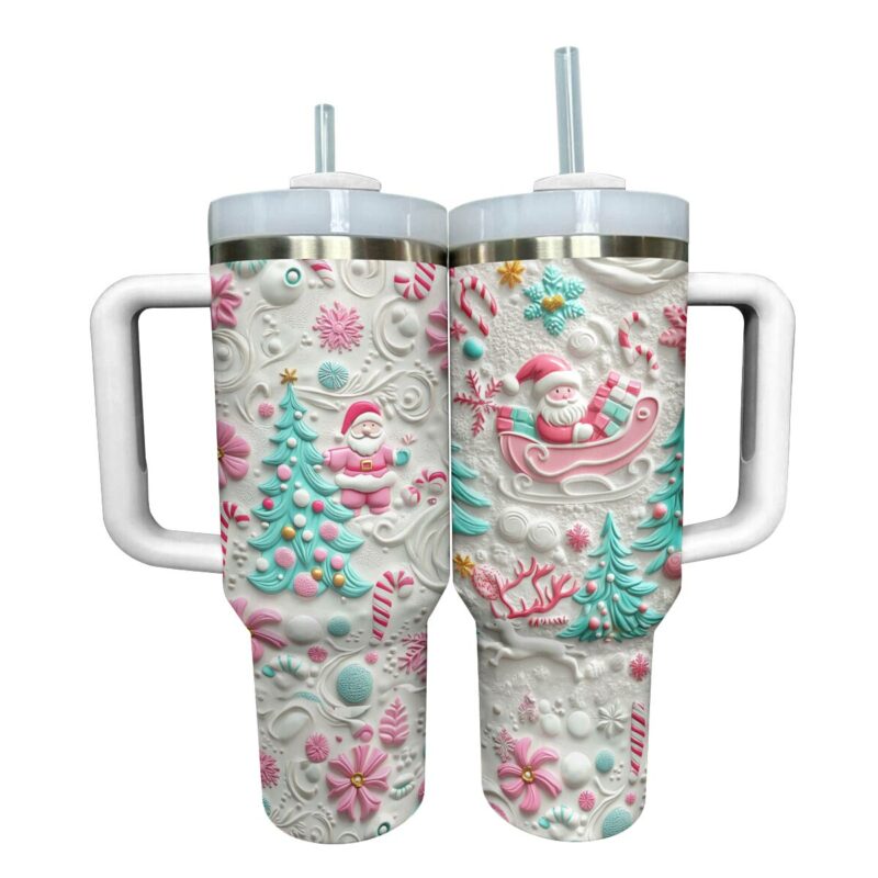 Sweet Santa Christmas Custom Stanley Quencher 40oz Stainless Steel Tumbler With Handle - Threewoofs - Image 3