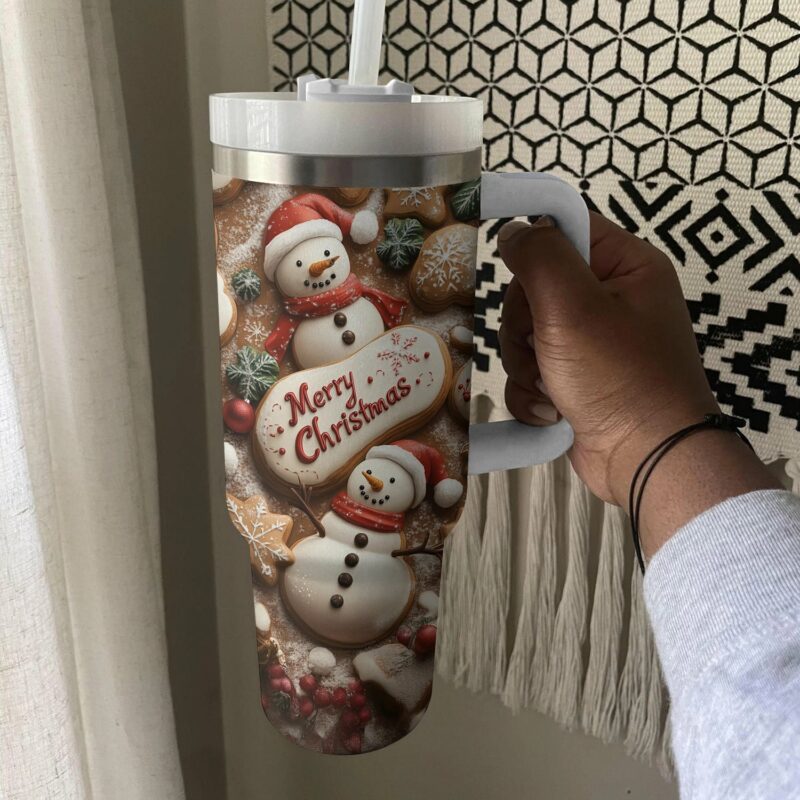 Sweet Treats Christmas Cookie Custom Stanley Quencher 40oz Stainless Steel Tumbler With Handle - Threewoofs - Image 3