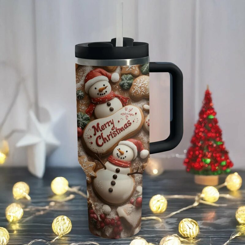 Sweet Treats Christmas Cookie Custom Stanley Quencher 40oz Stainless Steel Tumbler With Handle - Threewoofs - Image 2