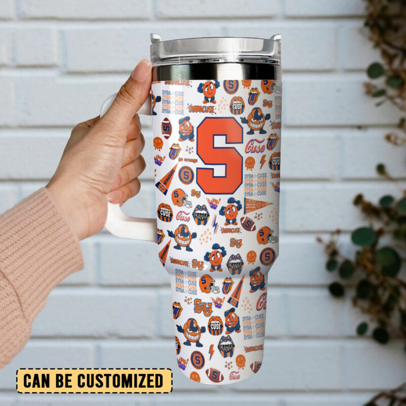 Syracuse Orange NCAA Custom Stanley Quencher 40oz Stainless Steel Tumbler With Handle - Threewoofs - Image 3