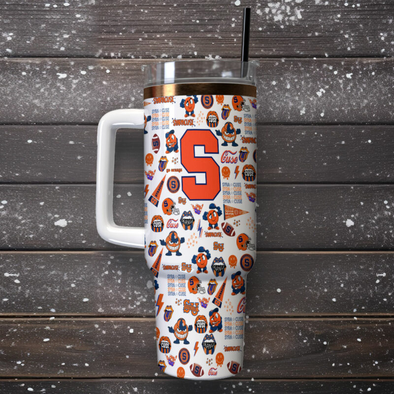 Syracuse Orange NCAA Custom Stanley Quencher 40oz Stainless Steel Tumbler With Handle - Threewoofs - Image 2