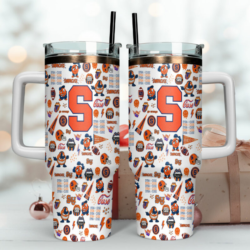 Syracuse Orange NCAA Custom Stanley Quencher 40oz Stainless Steel Tumbler With Handle - Threewoofs - Image 4