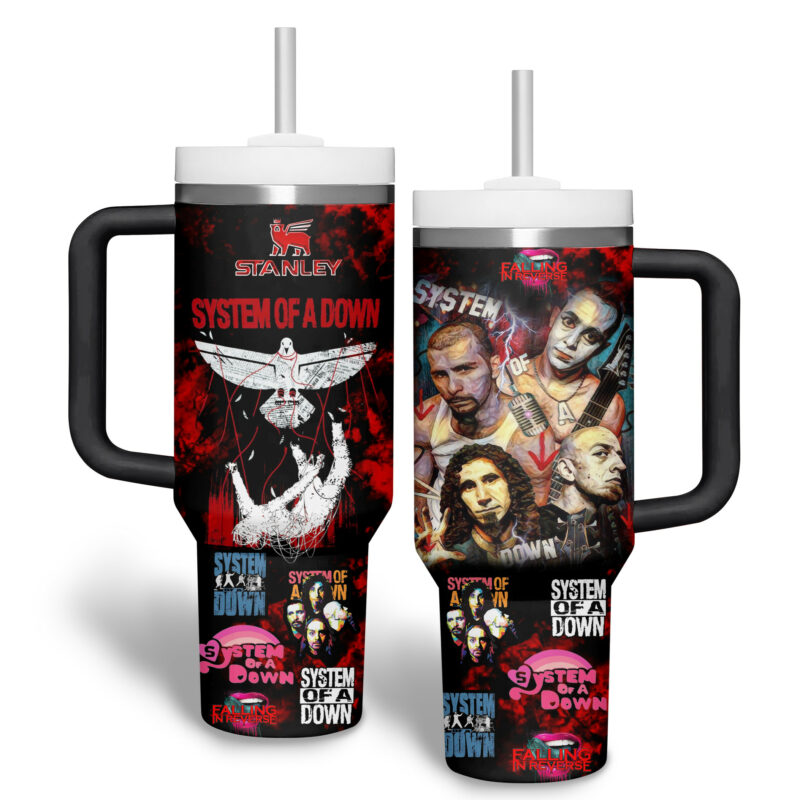 System of a Down Music Custom Stanley Quencher 40oz Stainless Steel Tumbler With Handle - Threewoofs - Image 4