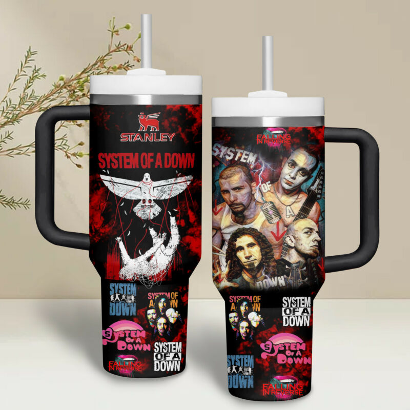 System of a Down Music Custom Stanley Quencher 40oz Stainless Steel Tumbler With Handle - Threewoofs - Image 2