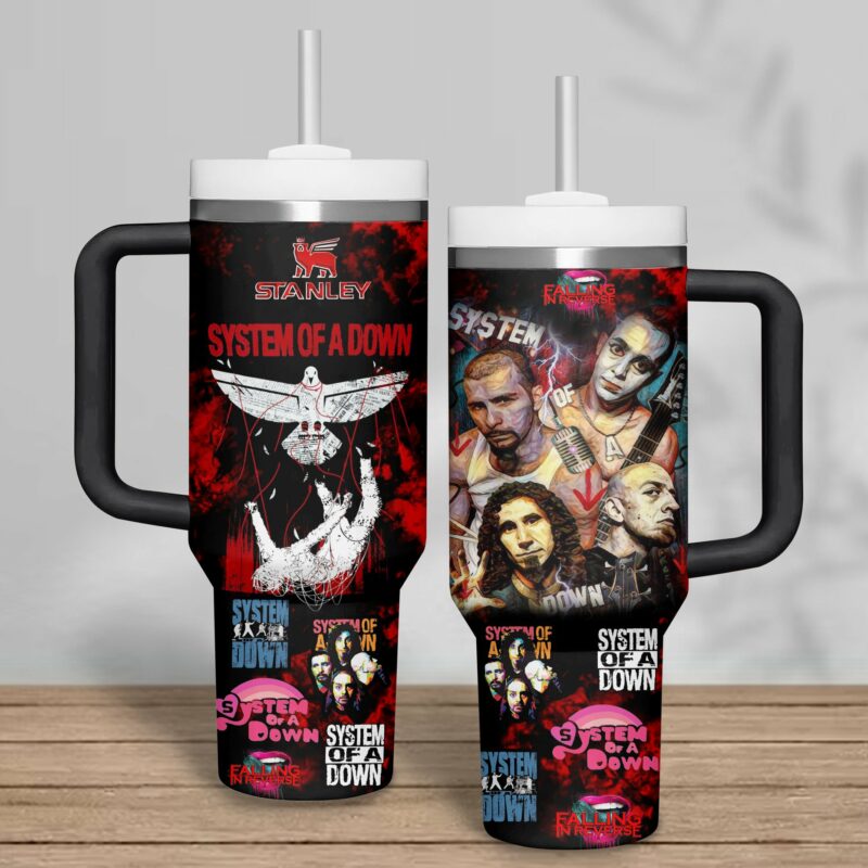 System of a Down Music Custom Stanley Quencher 40oz Stainless Steel Tumbler With Handle - Threewoofs - Image 3