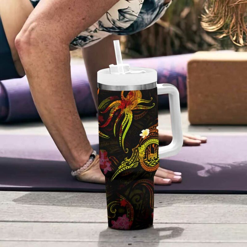 Tahiti French Polynesia Custom Stanley Quencher 40oz Stainless Steel Tumbler With Handle - Threewoofs - Image 6