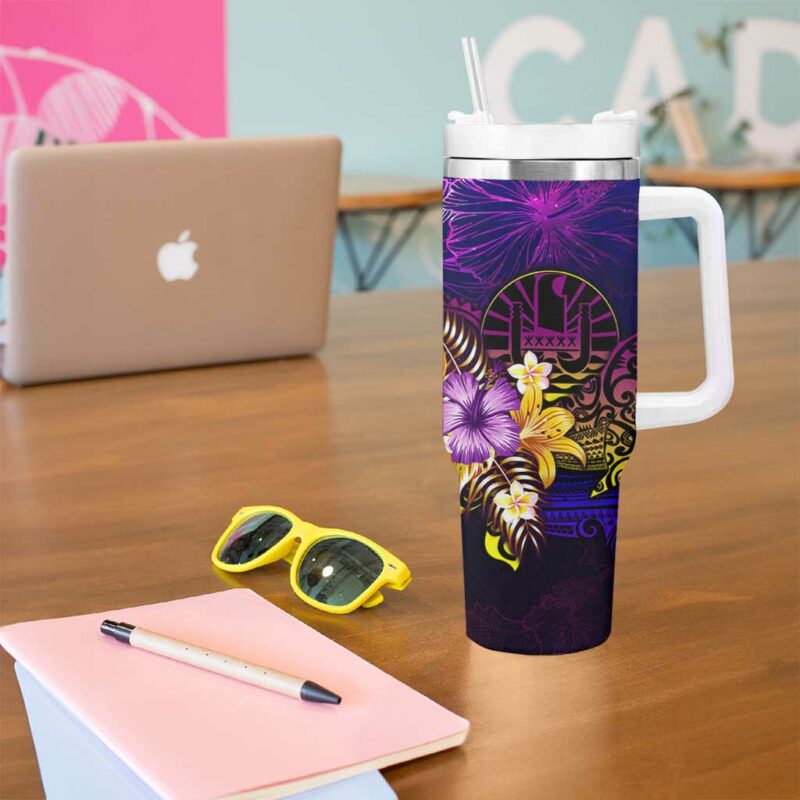 Tahiti French Polynesia Custom Stanley Quencher 40oz Stainless Steel Tumbler With Handle - Threewoofs - Image 5