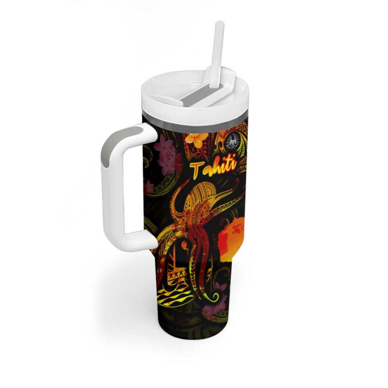 Tahiti French Polynesia Custom Stanley Quencher 40oz Stainless Steel Tumbler With Handle - Threewoofs - Image 2