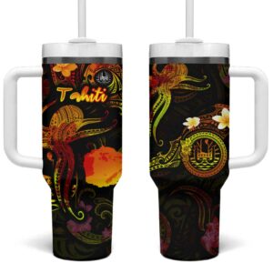 Tahiti French Polynesia Custom Stanley Quencher 40oz Stainless Steel Tumbler With Handle - Threewoofs