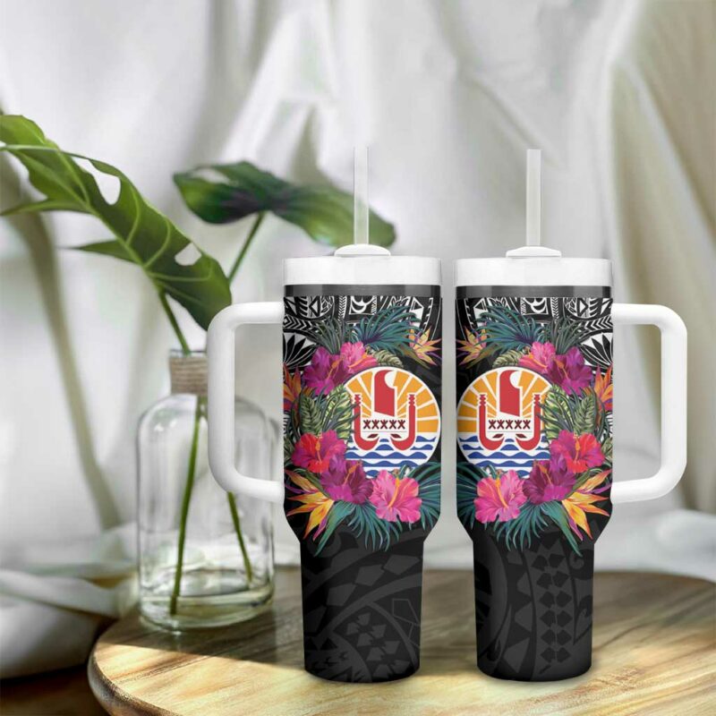 Tahiti Island French Polynesian Tropical Custom Stanley Quencher 40oz Stainless Steel Tumbler With Handle - Threewoofs - Image 9