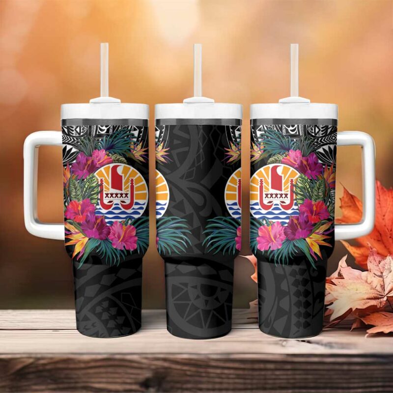 Tahiti Island French Polynesian Tropical Custom Stanley Quencher 40oz Stainless Steel Tumbler With Handle - Threewoofs - Image 4