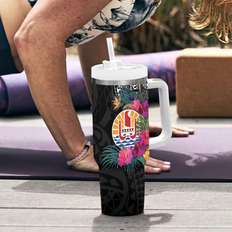 Tahiti Island French Polynesian Tropical Custom Stanley Quencher 40oz Stainless Steel Tumbler With Handle - Threewoofs - Image 6