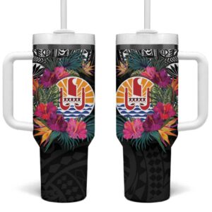 Tahiti Island French Polynesian Tropical Custom Stanley Quencher 40oz Stainless Steel Tumbler With Handle - Threewoofs