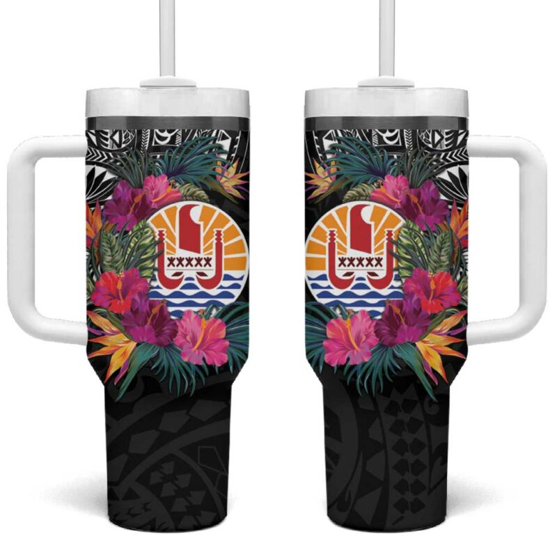 Tahiti Island French Polynesian Tropical Custom Stanley Quencher 40oz Stainless Steel Tumbler With Handle - Threewoofs